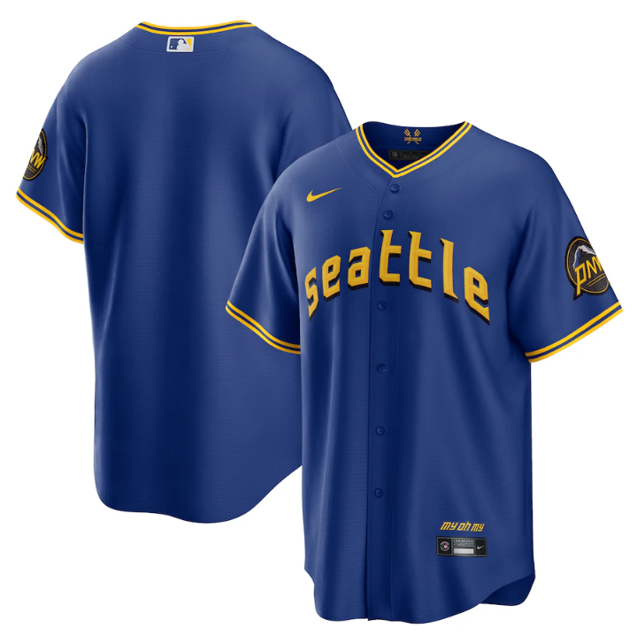 Men's Seattle Mariners Customized Royal 2023 City Connect Cool Base Stitched Baseball Jersey